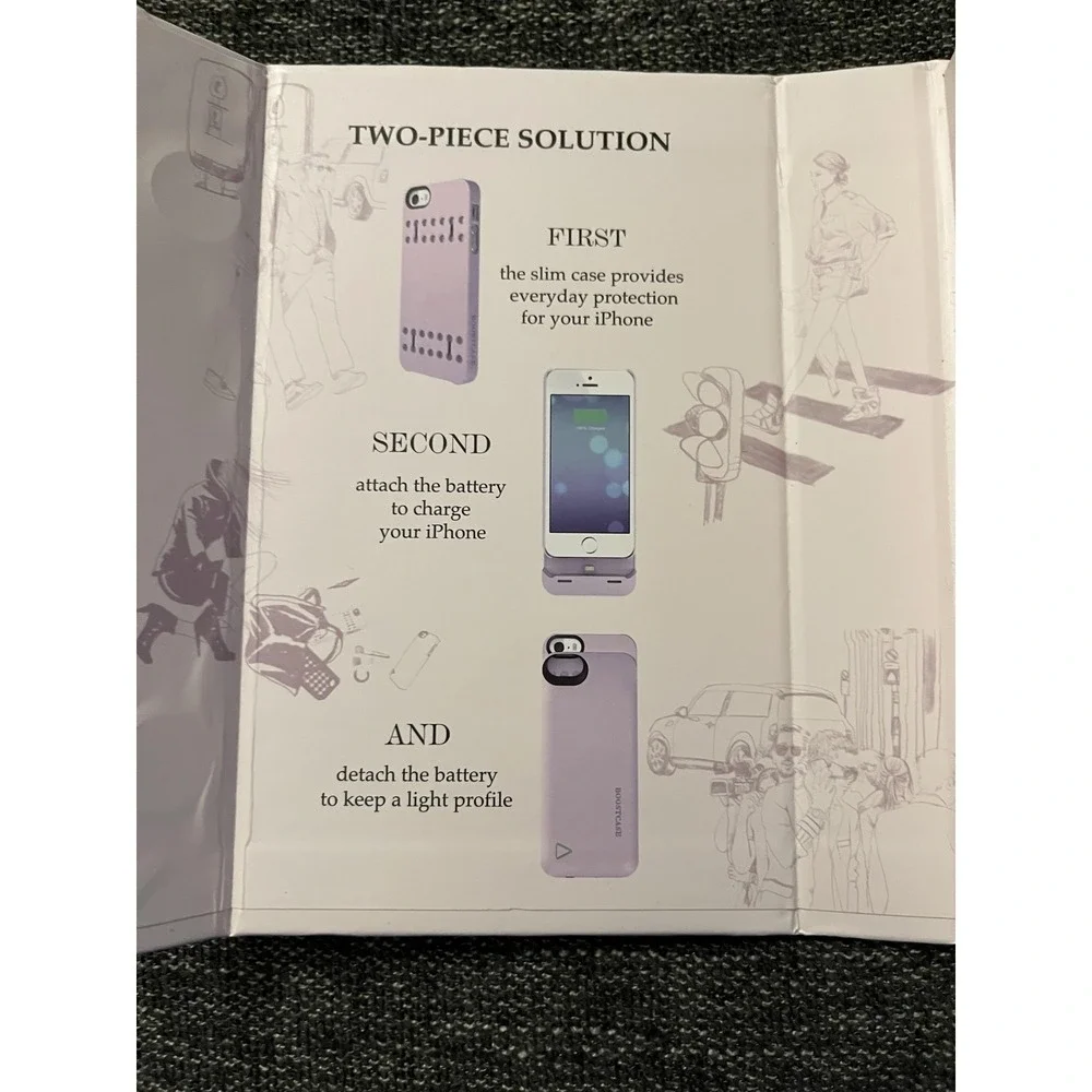 Boostcase Hybrid Battery Case IPhone 5 5s Purple Detachable 2200mAh Power Cover